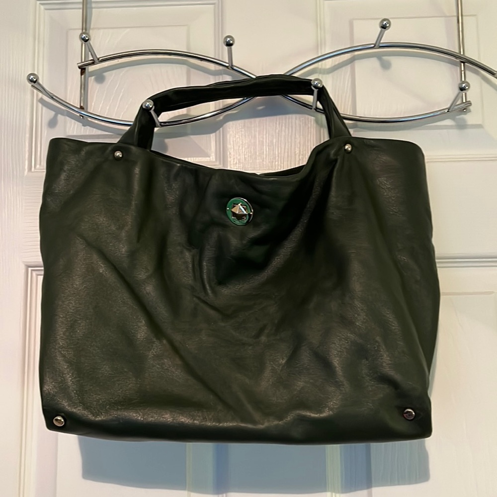 Used, Dark green, leather Kate Spade handbag.